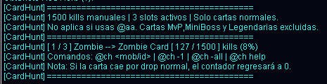 Ejemplo del panel CardHunt dentro del juego